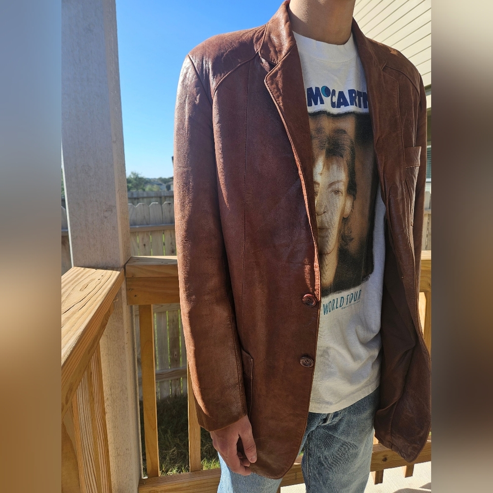 Vintage 1970s leather jacket/blazer